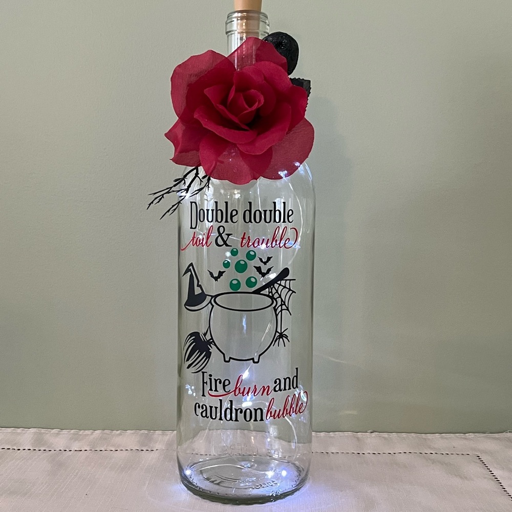 Decorated Bottle, Halloween, Double Double Tail & Trouble, Home Decor